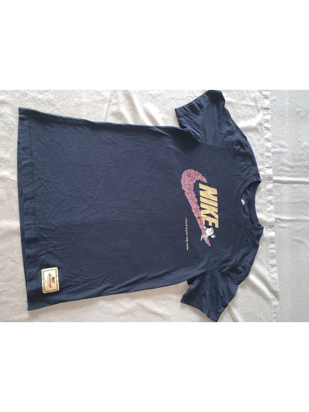 Navy Nike floral swoosh graphic T-shirt small
